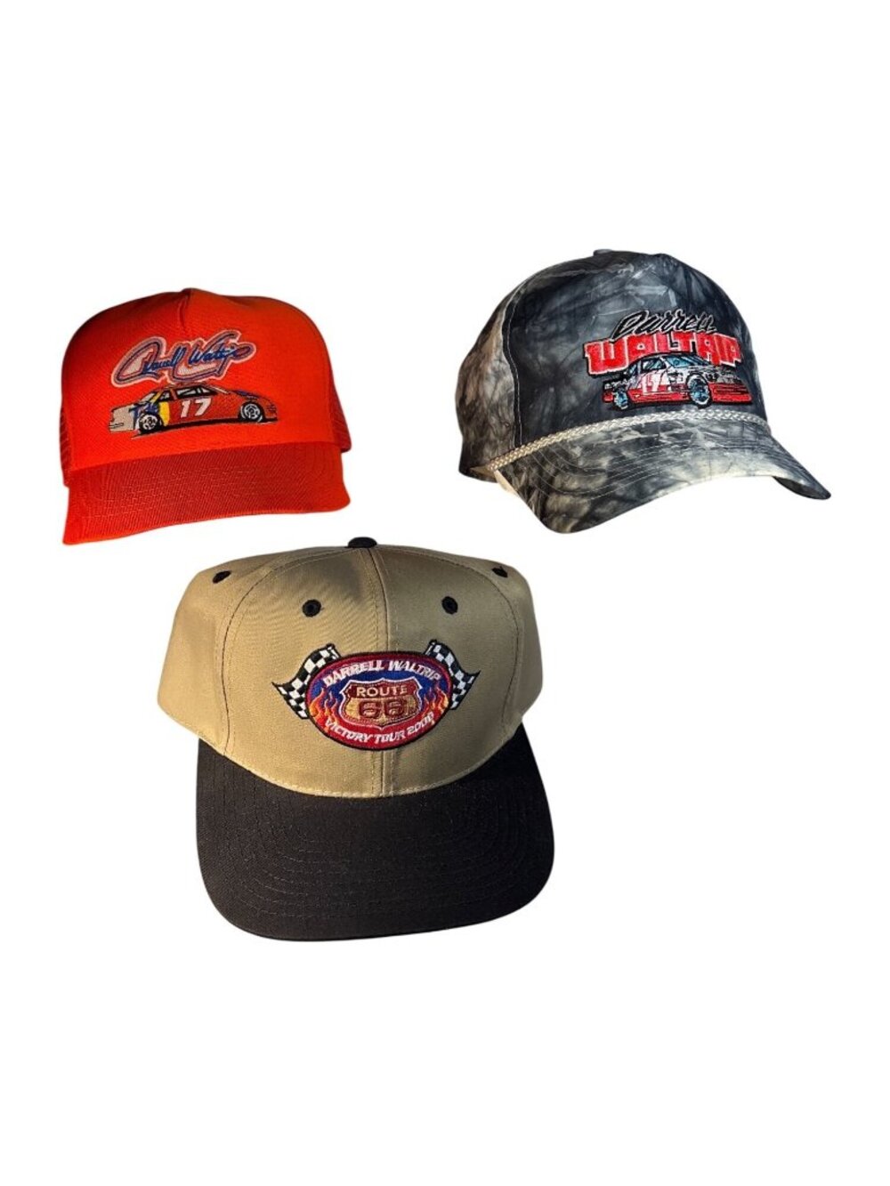 Darrell Waltrip NASCAR Vintage Hats Lot Of 3 Tide Camo and Rt 66 Victory READ